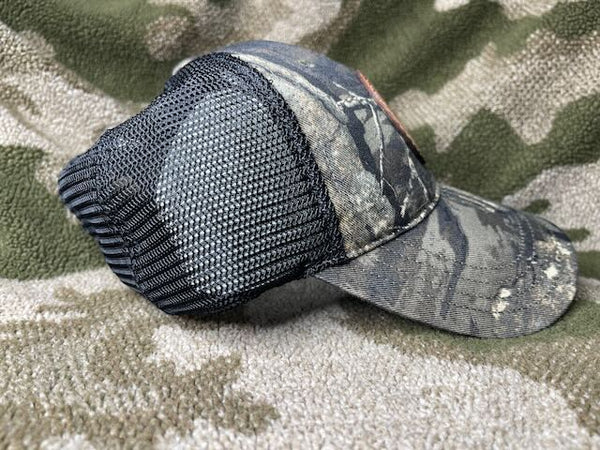Tracker School Cap Leather Patch Swamp Timber Camouflage