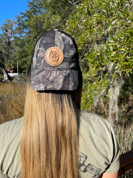Tracker School Cap Leather Patch Swamp Timber Camouflage